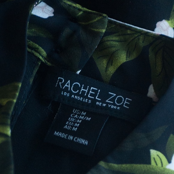 Rachel Zoe Black Floral High Neck Open Back Blouse Top - Picture 2 of 7
